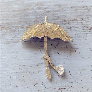 Vintage Rhinestone Umbrella Pin